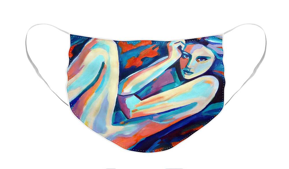 Nude Figures Face Mask featuring the painting Inner urge by Helena Wierzbicki