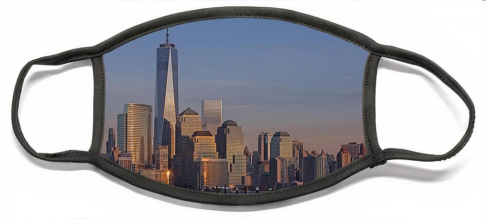 World Trade Center Face Mask featuring the photograph Lower Manhattan Skyline by Susan Candelario