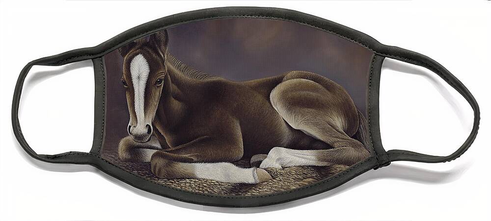 Horses Face Mask featuring the painting Lucky by Ricardo Chavez-Mendez