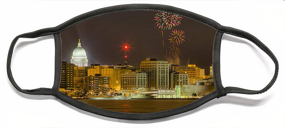Capitol Face Mask featuring the photograph Madison New Years Eve by Steven Ralser