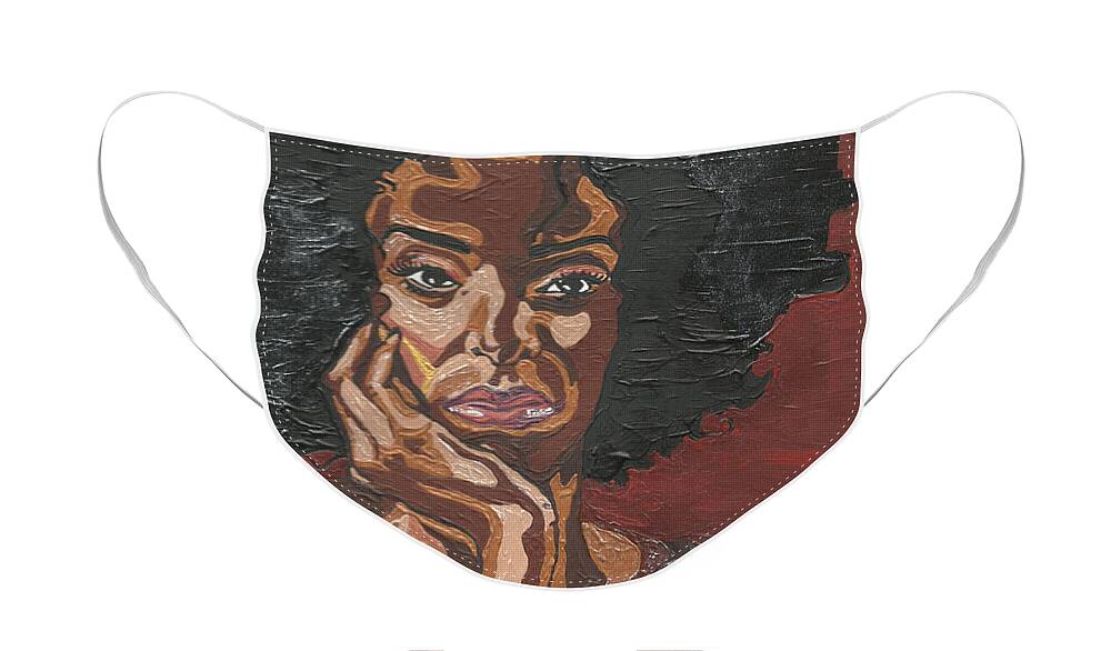 Model Face Mask featuring the painting Mahogany #1 by Rachel Natalie Rawlins