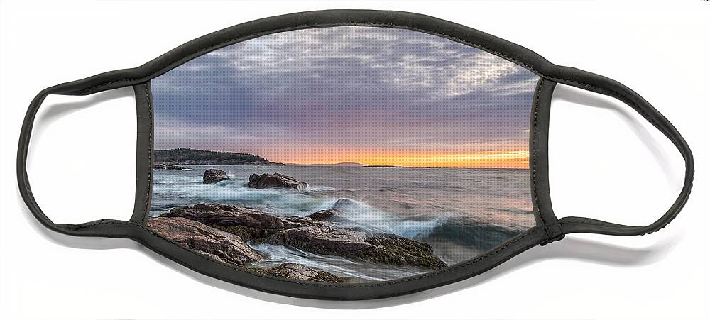 Acadia National Park Face Mask featuring the photograph Morning Splash by Jon Glaser