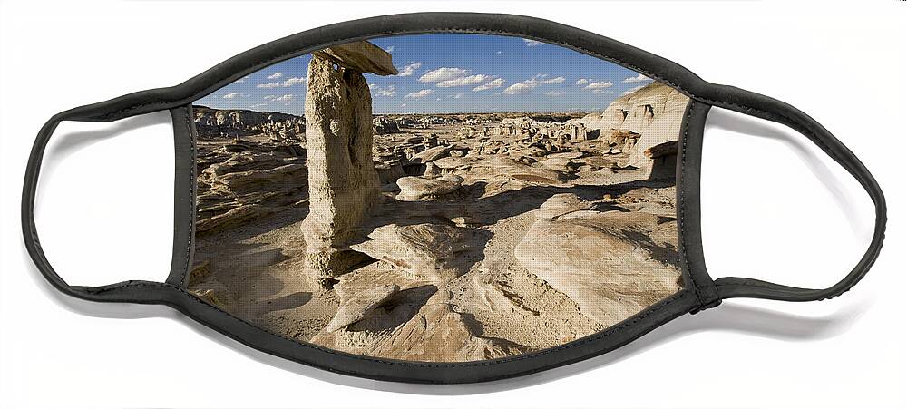 Feb0514 Face Mask featuring the photograph Mushroom Hoodoo Bisti Wilderness #1 by Tom Vezo