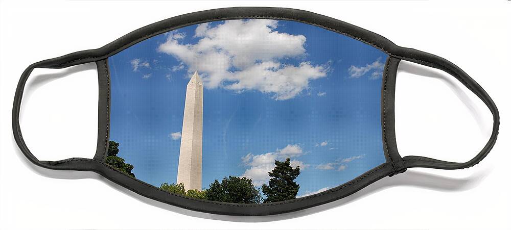 Washington Face Mask featuring the photograph Obelisk Rises Into the Clouds #3 by Kenny Glover