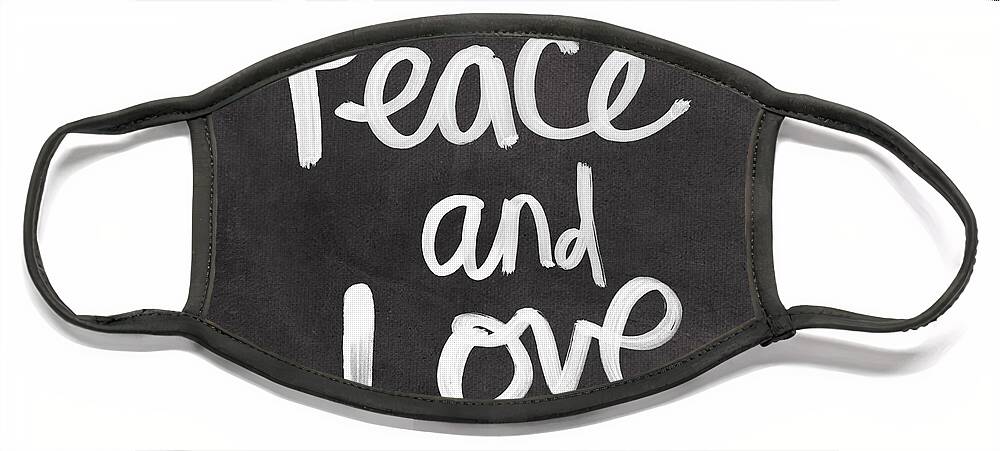 Love Face Mask featuring the mixed media Peace and Love by Linda Woods