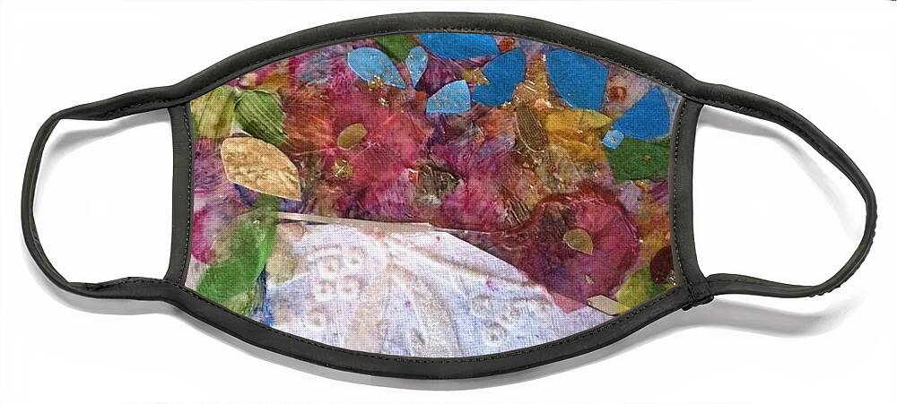Handmade Papers Face Mask featuring the painting Petals and Blooms #1 by Sherry Harradence