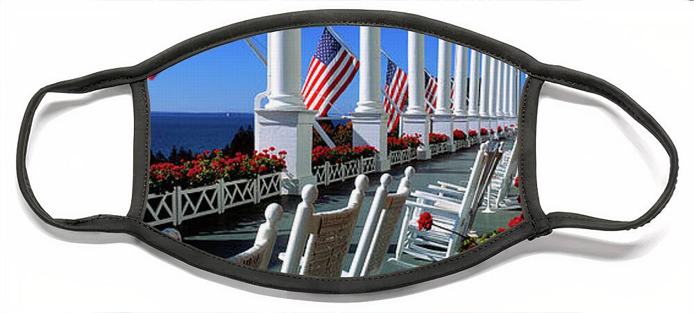 Photography Face Mask featuring the photograph Porch Of The Grand Hotel, Mackinac #1 by Panoramic Images