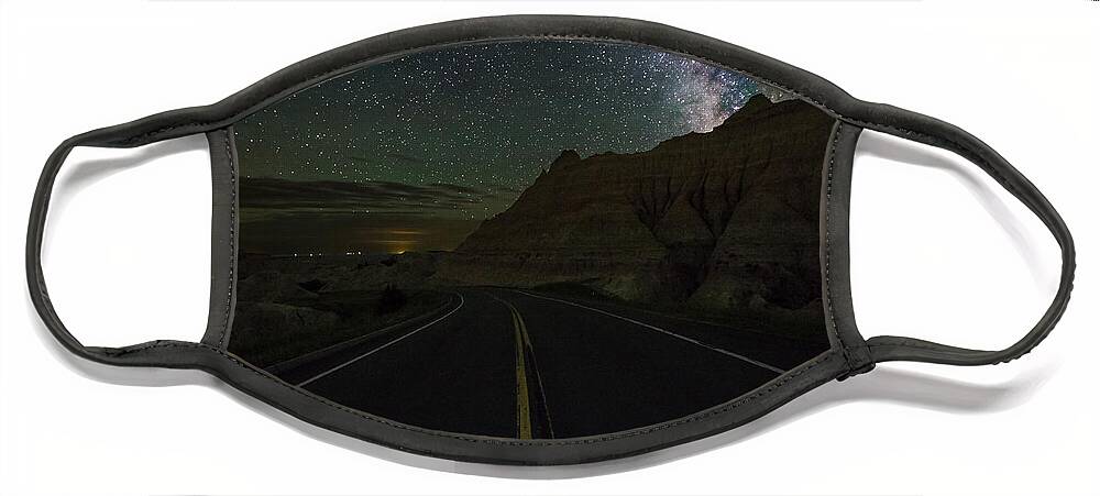 Milky Way Face Mask featuring the photograph Ride Across The Badlands by Aaron J Groen