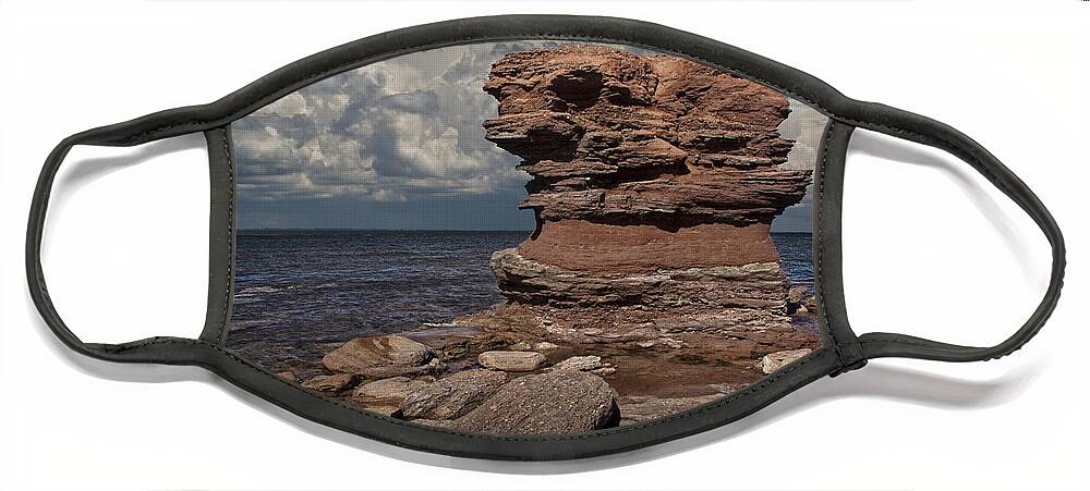Art Face Mask featuring the photograph Sea Stack at North Cape on Prince Edward Island #1 by Randall Nyhof