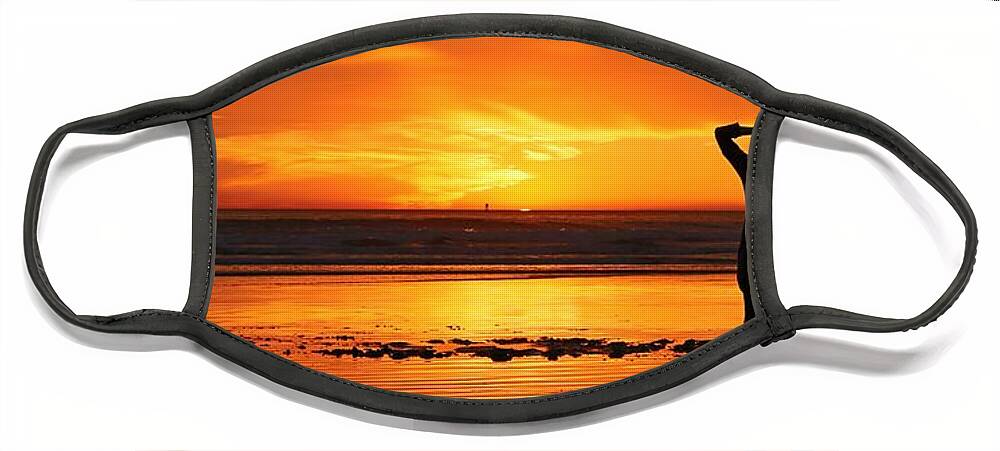 Sunset Face Mask featuring the photograph Seaside Reflections by Christy Pooschke