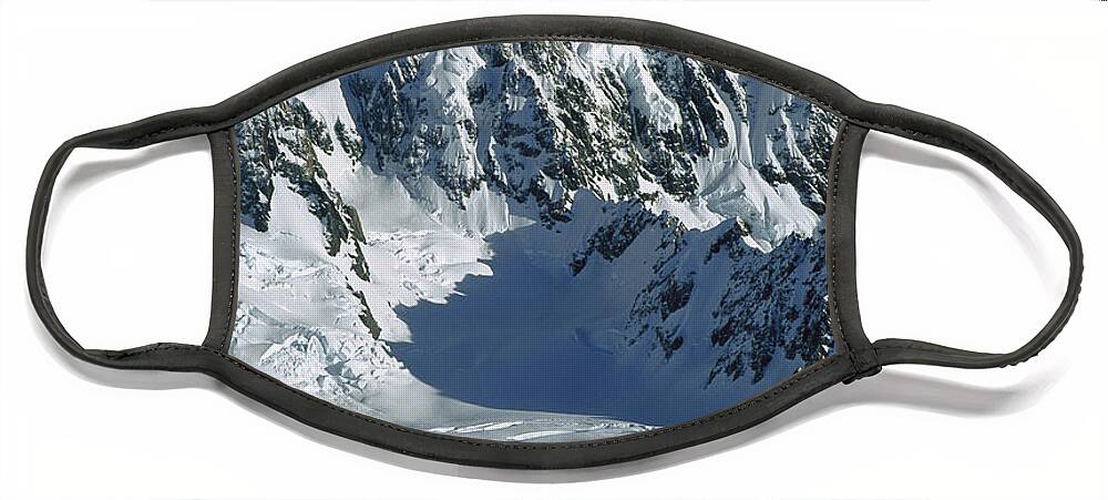 Feb0514 Face Mask featuring the photograph Ski Mountaineer And Mt Tasman #1 by Colin Monteath