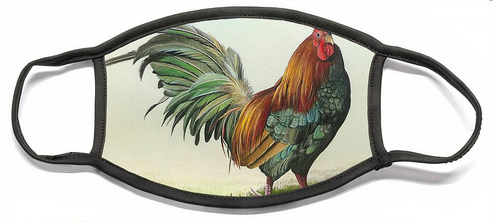 Rooster Face Mask featuring the painting Strutting #1 by Mike Brown