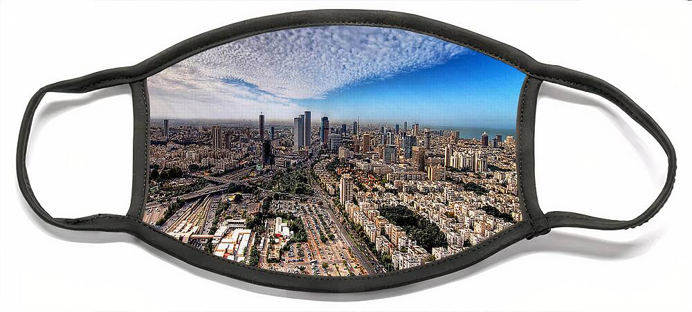 Tel Aviv Face Mask featuring the photograph Tel Aviv Skyline by Ron Shoshani