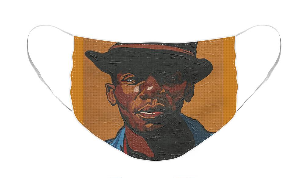 Mos Def Face Mask featuring the painting The Most Beautiful Boogie Man #1 by Rachel Natalie Rawlins