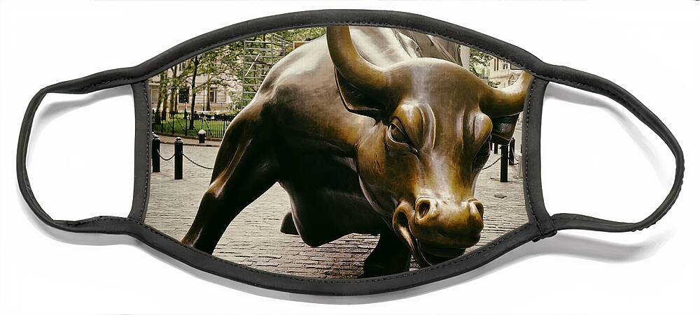 Wall Street Face Mask featuring the photograph The Wall Street Bull #1 by Mountain Dreams