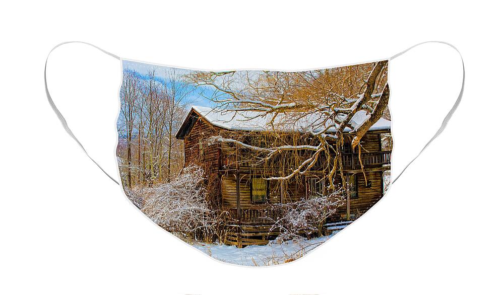 Log House Face Mask featuring the photograph This Old House #1 by Ronald Lutz