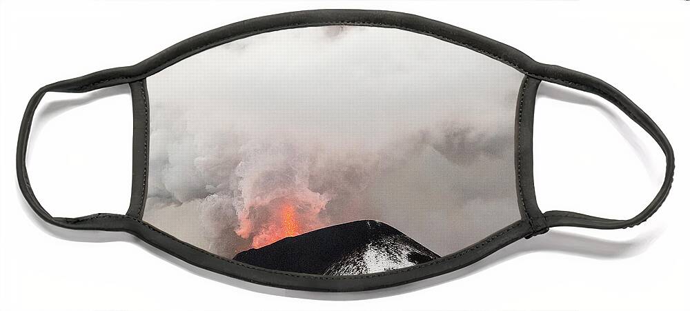 Feb0514 Face Mask featuring the photograph Tolbachik Volcano Erupting Kamchatka #1 by Sergey Gorshkov