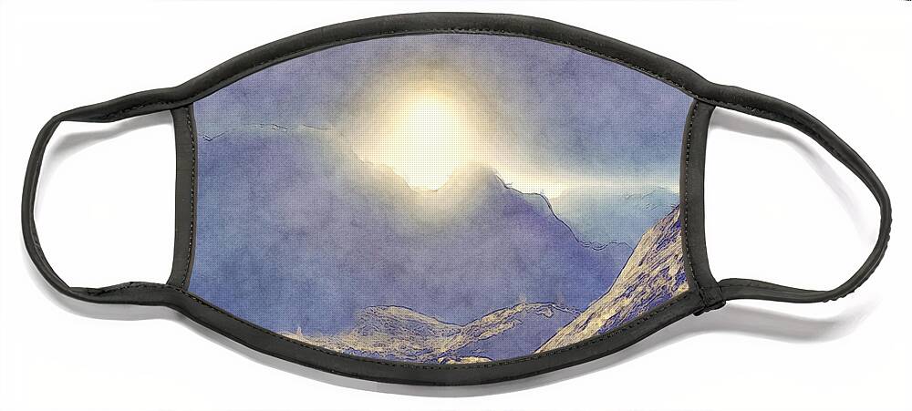 Mountains Face Mask featuring the digital art Top of The World #1 by Phil Perkins