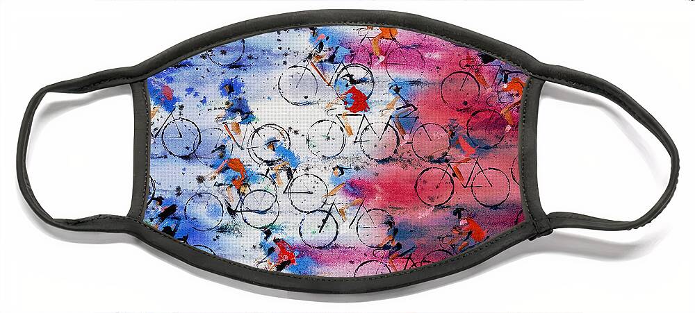 Painting Face Mask featuring the painting Tour de France by Neil McBride