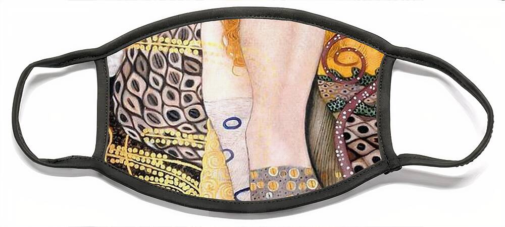 Gustav Klimt Face Mask featuring the painting Water Serpents I #1 by Gustav Klimt