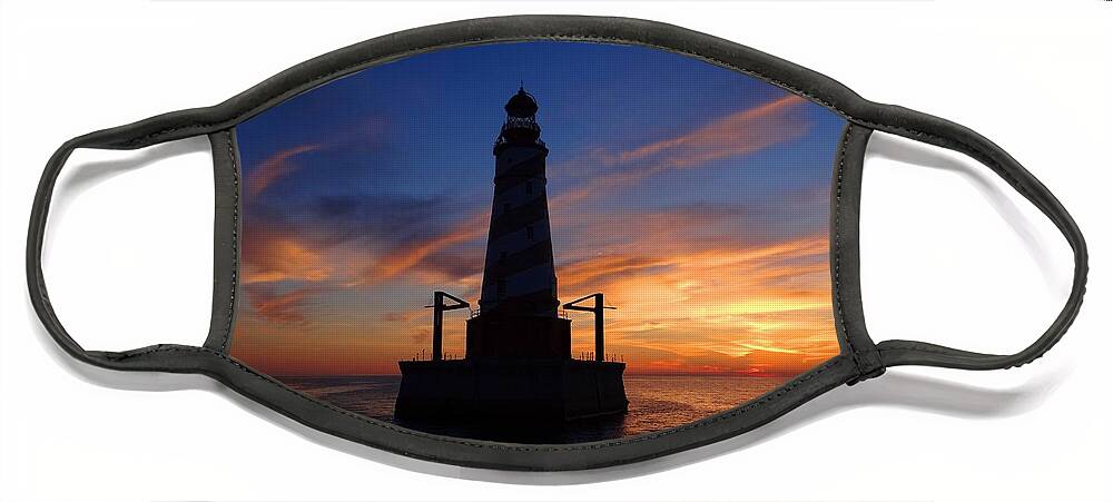 Lighthouse Face Mask featuring the photograph White Shoal Light #3 by Keith Stokes