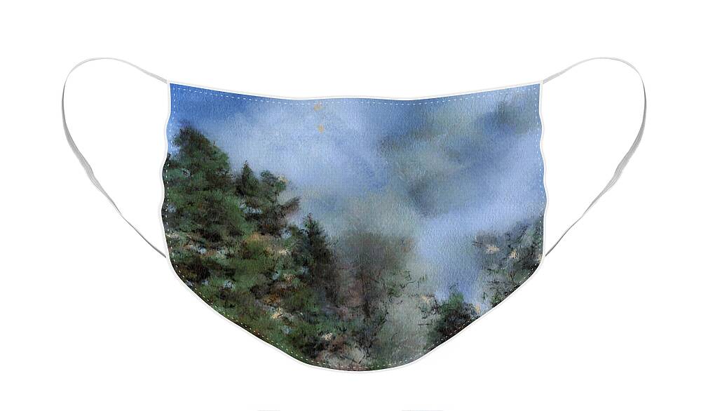 Winter Face Mask featuring the digital art Wintery Landscape #1 by Gina Koch