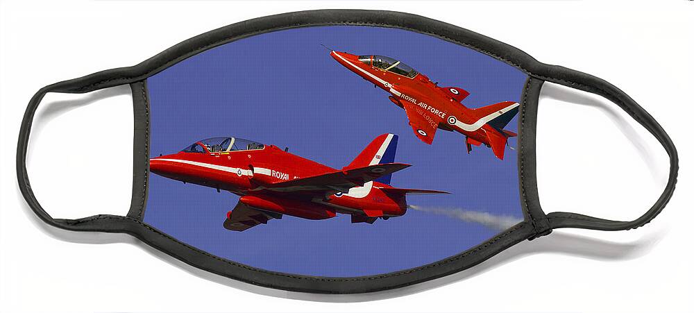 The Red Arrows Face Mask featuring the digital art Red Arrows #13 by Airpower Art