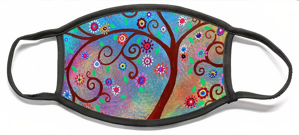 Bar Face Mask featuring the painting Tree Of Life #132 by Pristine Cartera Turkus