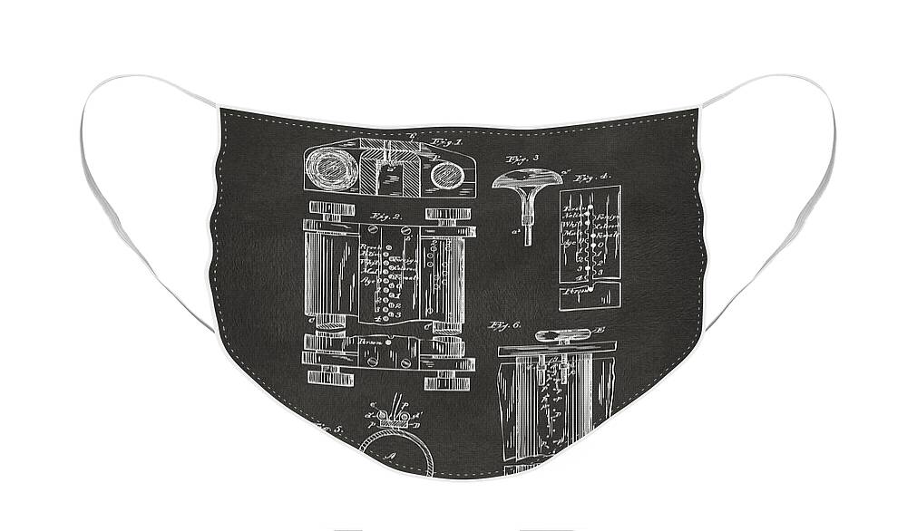 First Computer Face Mask featuring the digital art 1889 First Computer Patent Gray by Nikki Marie Smith
