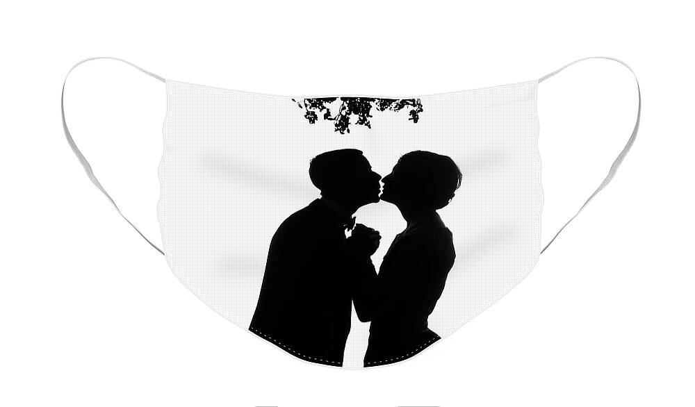 Photography Face Mask featuring the photograph 1920s Silhouette Of Anonymous Couple by Vintage Images