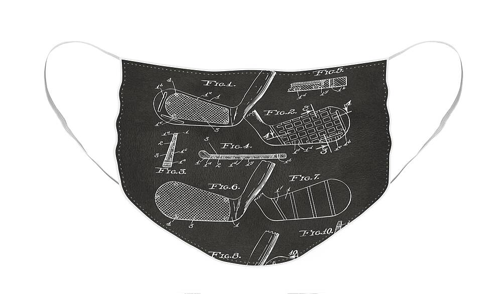 Golf Face Mask featuring the digital art 1936 Golf Club Patent Artwork - Gray by Nikki Marie Smith