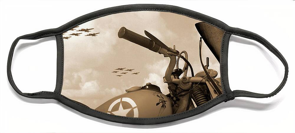 Warbirds Face Mask featuring the photograph 1942 Indian 841 - B-17 Flying Fortress' by Mike McGlothlen