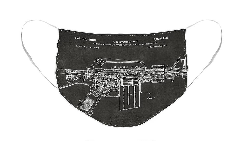 M-16 Face Mask featuring the digital art 1966 M-16 Gun Patent Gray by Nikki Marie Smith