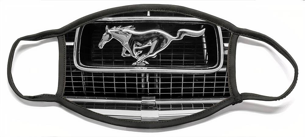 1967 Ford Mustang Gt Grille Emblem Face Mask featuring the photograph 1967 Ford Mustang GT Grille Emblem -0081bw by Jill Reger