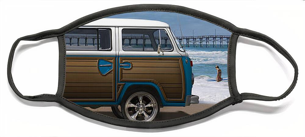 1970 Vw Bus Face Mask featuring the photograph 1970 VW Bus Woody by Mike McGlothlen