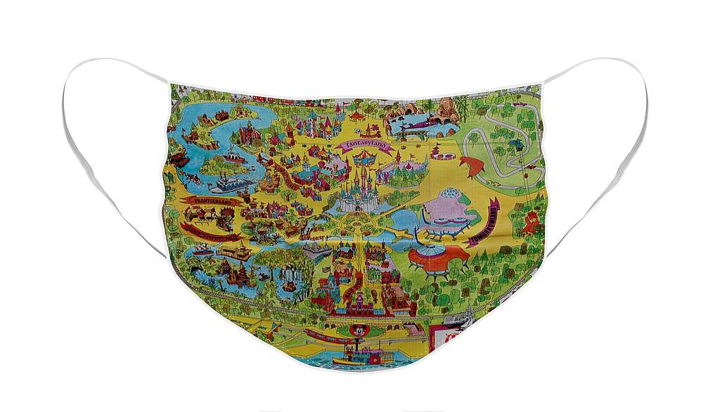 1971 Face Mask featuring the photograph 1971 Original Map Of The Magic Kingdom by Rob Hans
