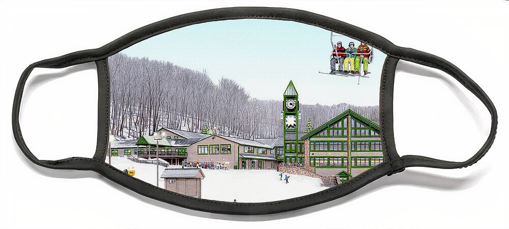 Hidden Valley Face Mask featuring the painting 1st Snow at Hidden Valley by Albert Puskaric