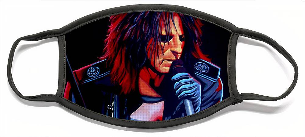 Alice Cooper Face Mask featuring the painting Alice Cooper by Paul Meijering
