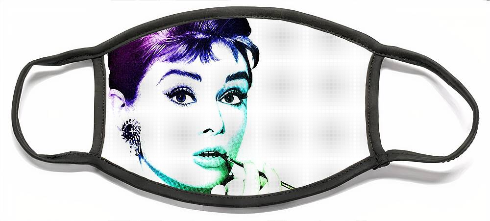 Audrey Hepburn Face Mask featuring the digital art Audrey Hepburn by Marianna Mills