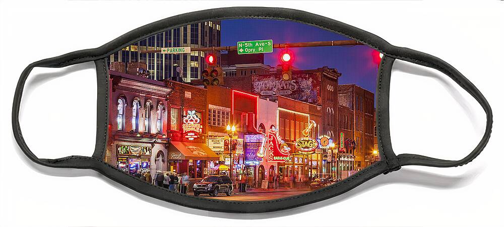 Nashville Face Mask featuring the photograph Broadway Street Nashville Tennessee by Brian Jannsen