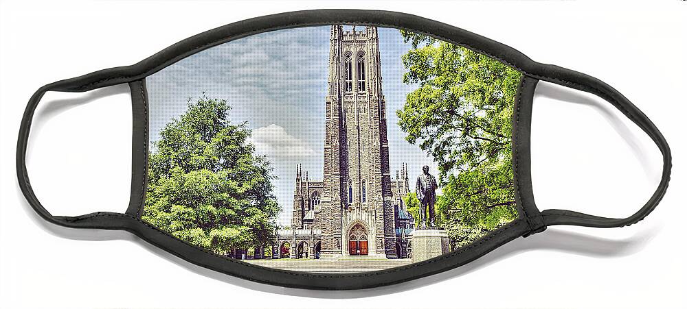 Duke University Face Mask featuring the photograph Duke Chapel in Spring #2 by Kadwell Enz