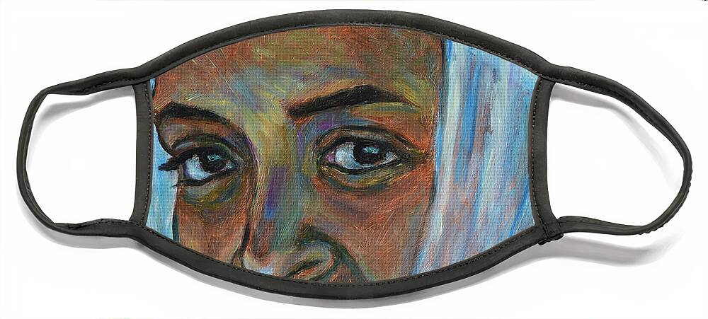 Ethiopian Face Mask featuring the painting Ethiopian Lady by Xueling Zou