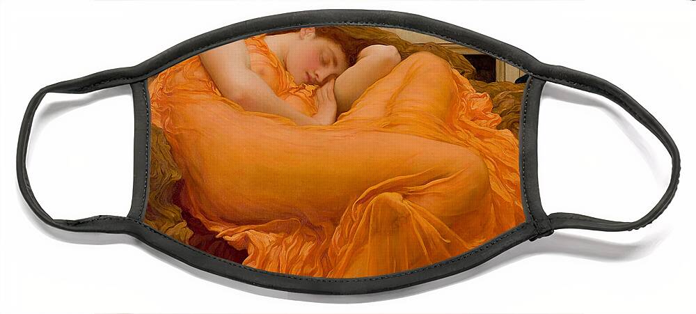 Frederick Leighton Face Mask featuring the painting Flaming June #4 by Celestial Images