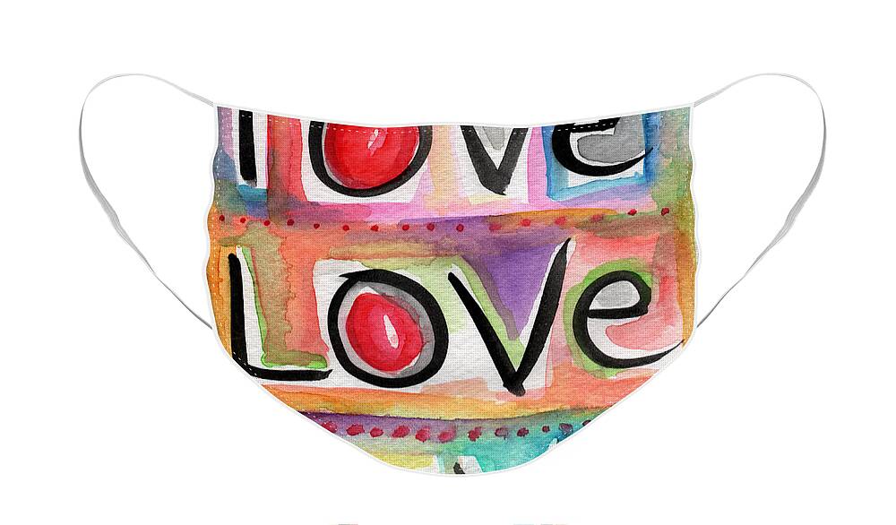 #faaAdWordsBest Face Mask featuring the mixed media Love by Linda Woods