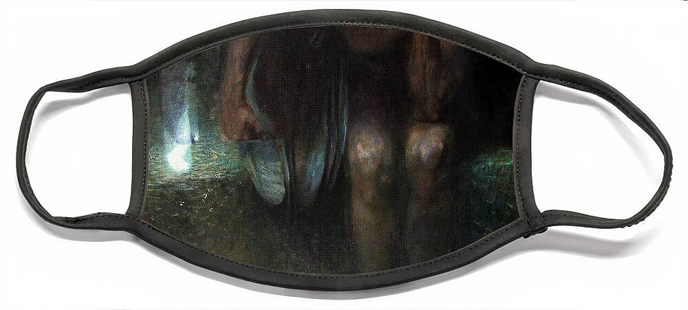 Symbolism Face Mask featuring the painting Lucifer #5 by Franz von Stuck