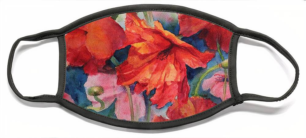 Flowers Face Mask featuring the painting Oriental Poppies by Ruth Kamenev
