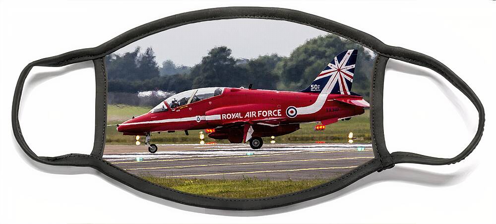 Red Arrows Face Mask featuring the photograph Red Arrow #2 by Airpower Art
