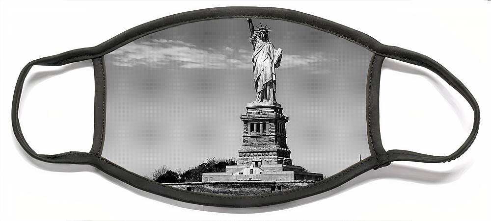 B&w Face Mask featuring the photograph Statue of Liberty BW by Anthony Sacco