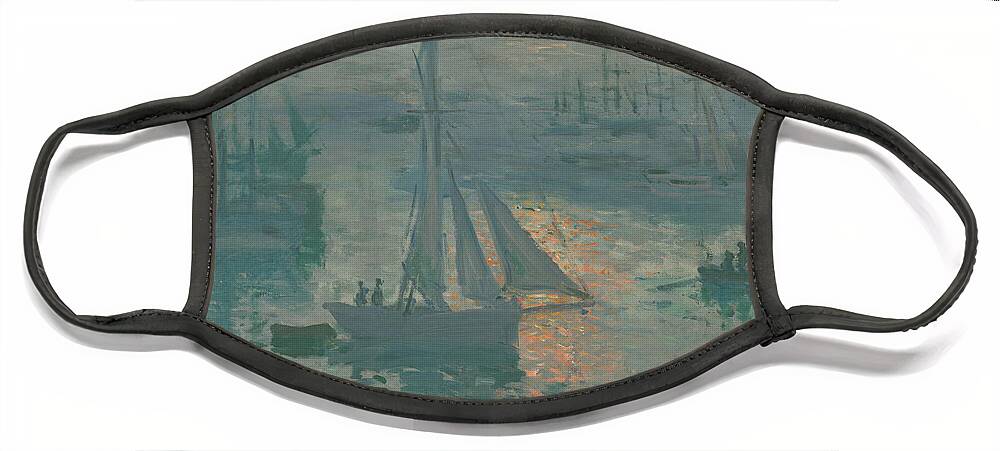Claude Monet Face Mask featuring the painting Sunrise #2 by Claude Monet