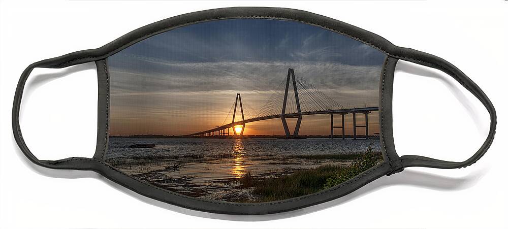 Sunset Face Mask featuring the photograph Sunset over the Bridge by Dale Powell